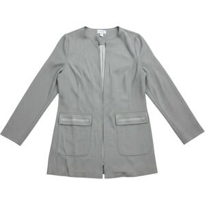 Creation L Grey Textured Longline Open Front Blazer Jacket Womens Size 12 W48606